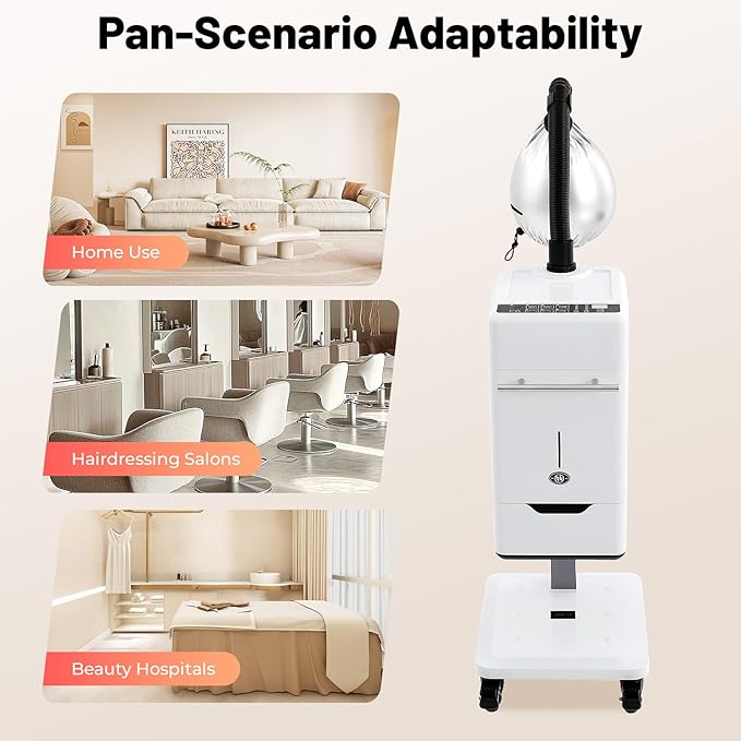 110v 500w Nano Hair Steamer Machine, Multifunctional Hair Dyeing Machine with 4 Wheels and 2 Steam Caps, 500W Hair Color Processor for Hairdressing Salons, Barber Stores, Beauty Salons