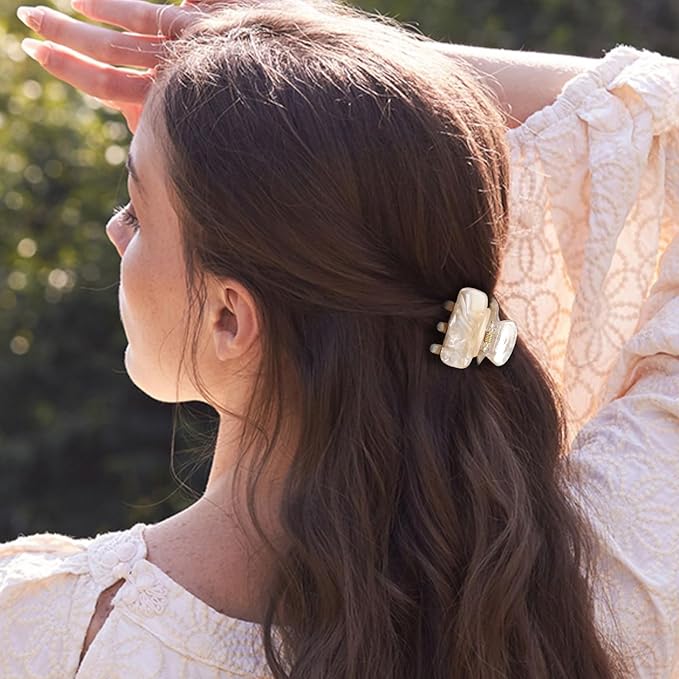 10-Pack Cute Small Acrylic Hair Claw Clips for Women & Girls - Jaw Clips for Fine Thin Hair, Half-Up Clip