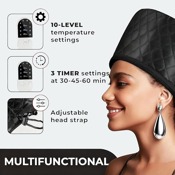 Hair Steamer for Natural Hair (Home Use) - 10-Speed Temperature Control, Fast Heating & Deep Strand Nourishment