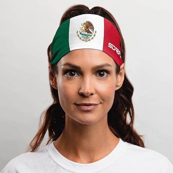 Suddora Country Flag Headbands, Wide National Flag Headbands for Sports Events, Non-Slip Fabric Sweatbands for Soccer, Tennis, Workout, Costume