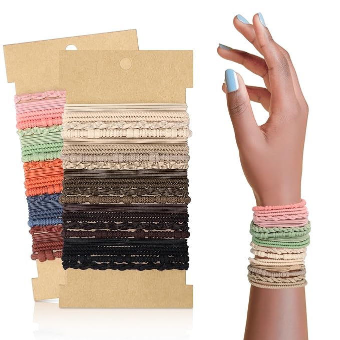 40 Pcs Boho Hair Ties, Hair Ties Bracelets for Women Boho Ponytail Holders Stocking Stuffers for Teen Girls