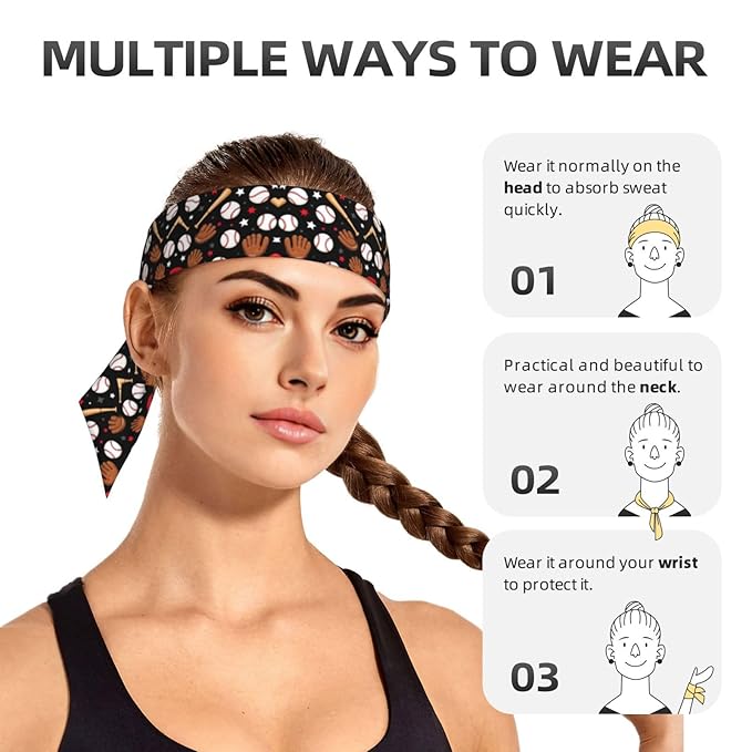 Men's Women Red Black Baseball Sports Sweat Band Multi Style Cool Head Ribbon Headdress for Yoga Travel Spa