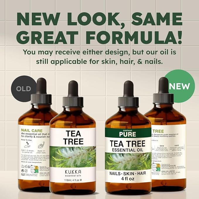 KUKKA Tea Tree Essential Oils - 4 Fl Oz - for Hair, Skin, Diffuser, Aromatherapy & DIY Soap Making Scent