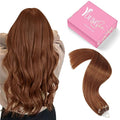 YoungSee Micro Hair Extensions Auburn 16 Inch Micro Bead Hair Extensions Real Human Hair Copper Micro Ring Hair Extension Copper Micro-Link Human Hair Extension 25g 25s Pre Bonded Remy Hair for DIY