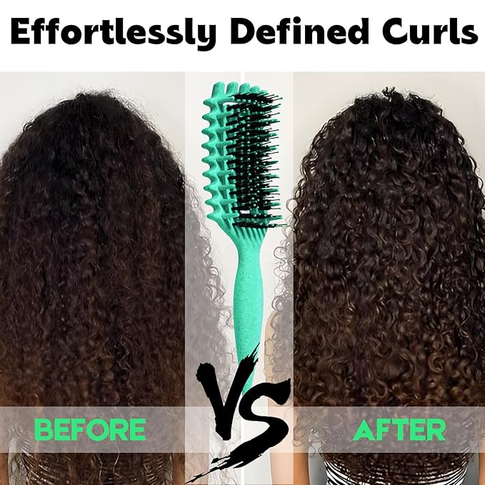Curly Hair Brush Candybrush Curl Defining Brush for Detangling Shaping and Defining Curls for Women, Men, Wet & Dry Hair (Green)