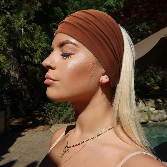 Extra Wide Headbands for Women Large Turban Headband Non Slip Boho Elastic Hairband Hair Twisted Knot Head Bands Accessories