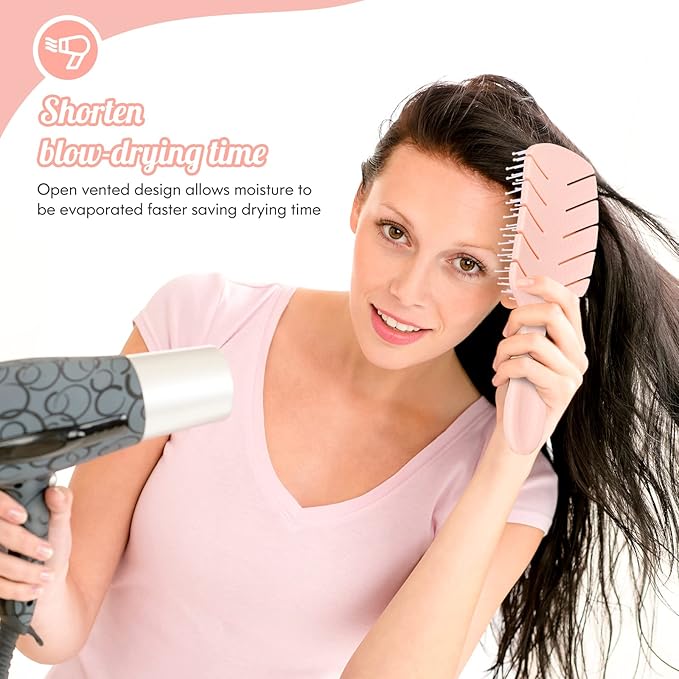 Hair Brush,Curved Vented Paddle Detangle Brush for Faster Blow Drying,Soft Flexible Bristles Glide Thru Tangles with Ease, Detangling Styling Hair Brushes for Women Curly Thick Wet Hair