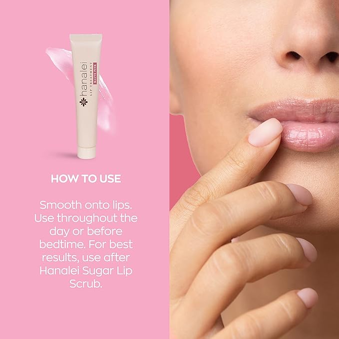 Hanalei Lip Treatment for Dry, Chapped Lips – Intensive Overnight Moisturizer with Kukui Oil, Shea Butter & Grapeseed Oil – Hydrating Balm for Healing Cracks – Mauve Pink Tint, 15g – Cruelty-Free