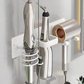 Hair Dryer Holder Wall Mounted,Blow Dryer, Curling Iron, Straightener Holder 3 in 1 Bathroom Metal Hair Tool Organizer Rack-Matte White-2
