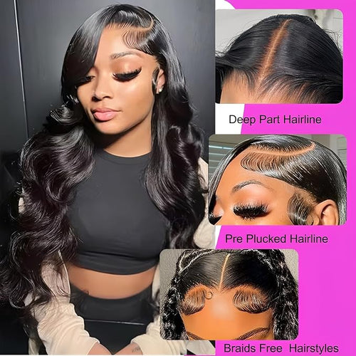 13x6 Lace Front Wigs Human Hair 200% Density Body Wave HD Lace Front Wigs Human Hair Pre Plucked Frontal Wigs Glueless Wigs for Women 20 Inch Natural Color