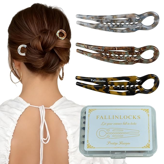 3 Pack Prestige Hair Pins for Women, 4.5" Large French Hair Pins for Thin & Thick Hair, Curved Anti-Slip Design for Better Hold, Perfect Holiday Gift for Her