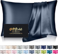 Mulberry Silk Pillow Cases King Size, Silk Pillowcase for Hair and Skin, Both Sides Natural Silk Satin Pillowcase for Sleeping Women with Zipper, Gifts for Women Men, Mood Indigo