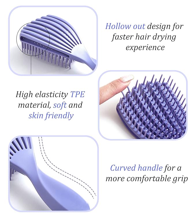 Hair Brush for Afro American/African Hair Textured Professional Curved Vented Brush Wet Dry Curly Hairbrush Detangling Massage Hairdressing Comb (Pink, Big)