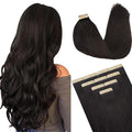 DOORES Tape in Hair Extensions, Dark Brown 30g 10pcs 22 Inch, Real Human Hair Extensions Tape in Natural Hair Extensions Real Hair tape in hair extensions real human hair