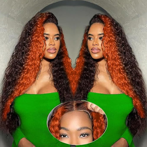 250% Density 34 Inch Deep Wave Lace Front Wigs Human Hair 13x6 2/350 Deep Curly Frontal Wigs Human Hair Glueless HD Lace Front Wigs Drawstring Wig Human Hair Pre Plucked with Baby Hair for Women
