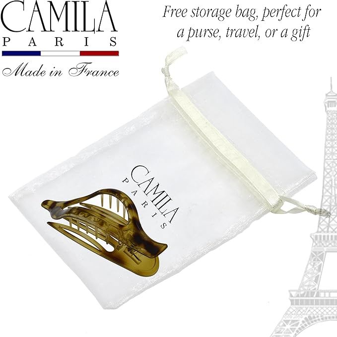 Camila Paris CP2383 French Hair Clips, Large Side Slide Hair Clips for Long Curly Wavy Hair, Strong Hold No Slip Grip, Girls Hair Claw Clips for Women, Styling Girls Hair Accessories, Made In France