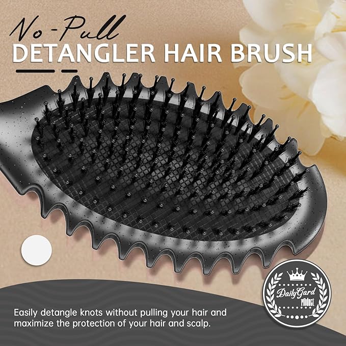 Curly Hair Brush Set,Curl Defining Brush for Curly Hair,Trident Handle Design,Detangling & Shaping & Defining Curls for Women and Girls,Wet or Dry Hair(Black)