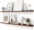 Solid Ash Wood Picture Ledge Shelf, Floating Shelves Set of 2, 56 Inch Long Large Ledge Shelves, Nursery Book Shelves Wall Mounted for Living Room Bedroom Kitchen Decor Kids Bookshelf, Walnut