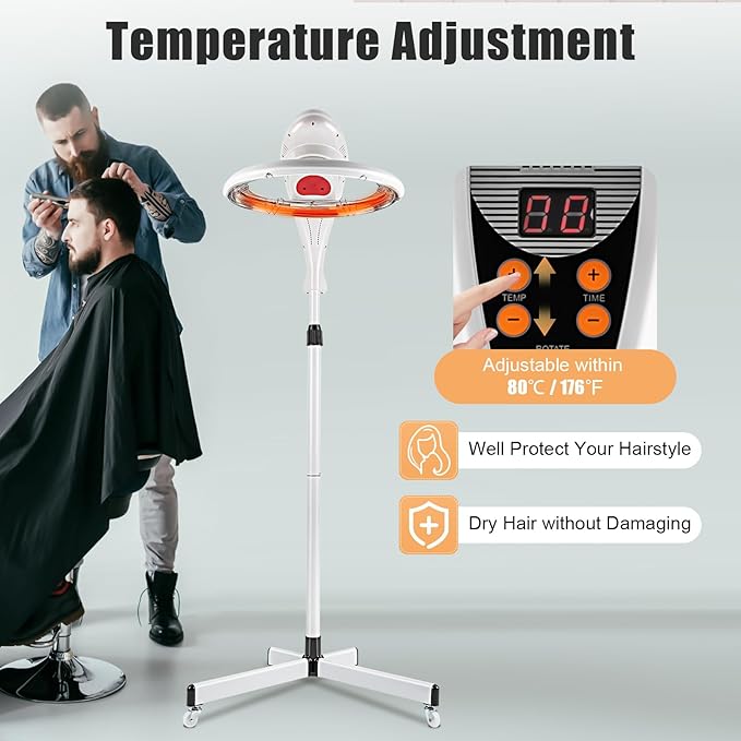 Stand Hair Dryer, 360° Orbiting Rotating Hair Processor, 950W 110V Salon Drying Perming Machine Multifunctional Adjustable Hair Steamer Salon Hair Equipment for Scalp Care, Permed Colored Hair