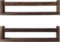 Nursery Book Shelves, Set of 2 Wood Floating Book Shelves for Kids Room, Kitchen Spice Rack, or Rustic Wall Mounted Shelves for Farmhouse Bathroom Decor (Carbon Brown)