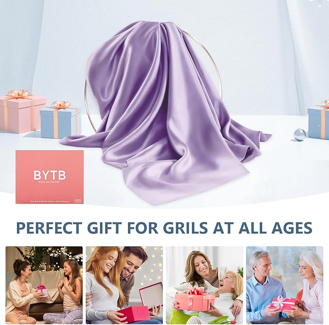 Silk Pillow Cases Standard Size 100% Mulberry Silk Pillowcase for Hair & Skin 22 Momme Both Sided Grade 6A Silk Cooling Soft Breathable 20 x 26 Inches with Hidden Zipper 1PC, Lavender