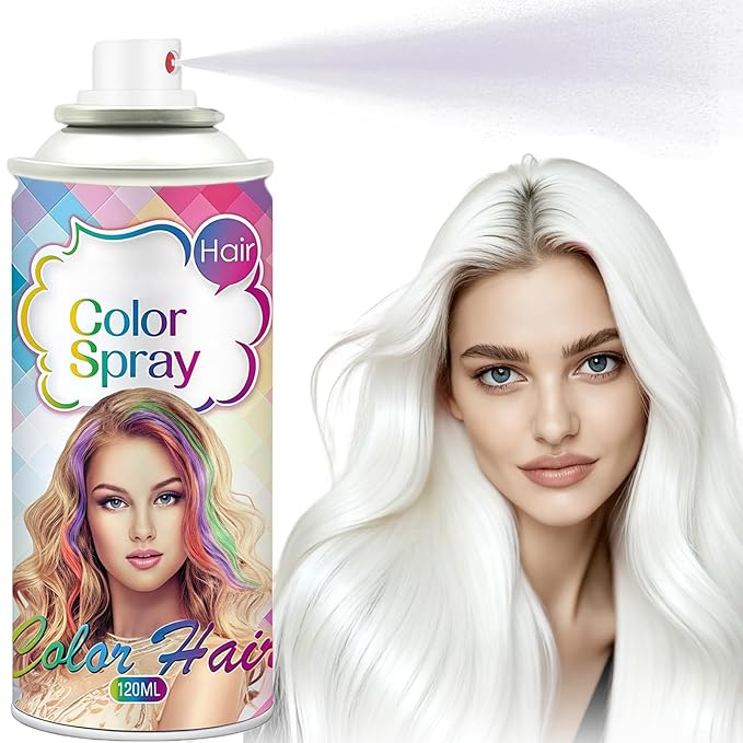 White Hair Spray Color, Temporary Hair Color Spray for Kids Women Men, White Hair Wax Dye, Temporary Hair Dye, Washable Hair Color Dye Pomades Natural Hair Dye for Party,Holloween,Cosplay (White)