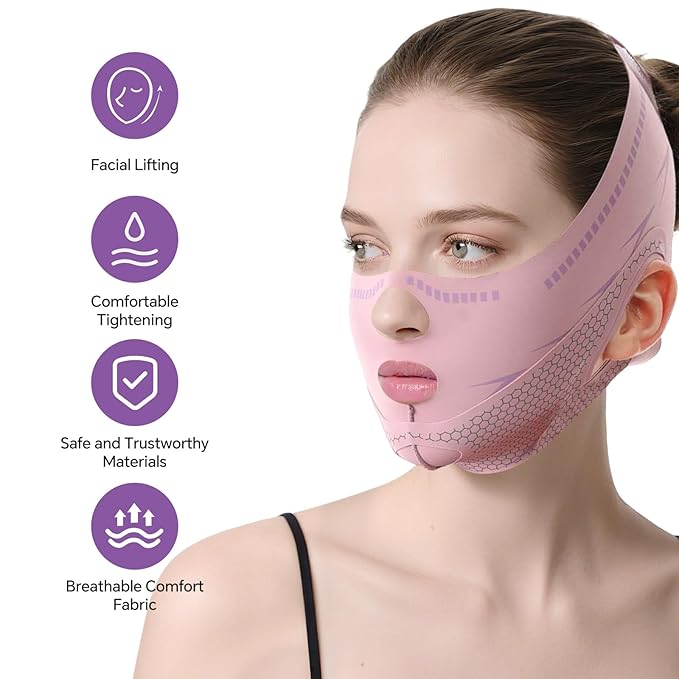 V Line Lifting Mask Chin Strap for Sleeping, V Line Mask, Face Lift Prevent Sagging,Double Chin Reducer,Jawline Shaper,All-Around Coverage, Wrapping and Shaping More Comprehensively.