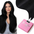 YoungSee Nano Beads Hair Extensions Black Nano Ring Hair Extensions Human Hair Jet Black Nano-Tip Hair Extension 16 Inch Nano-link Extension Natural Looking for Black Women 50s 50g