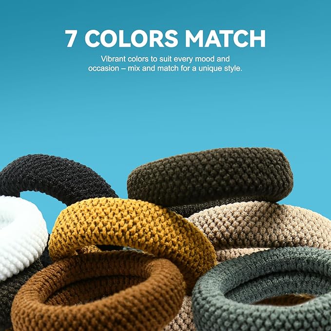 HOYOLS Large Seamless Hair Ties for Thick Hair, Soft Ponytail Holders Bands No Damage Elastics for Women Girls Scrunchies (Autumn Hues Color)