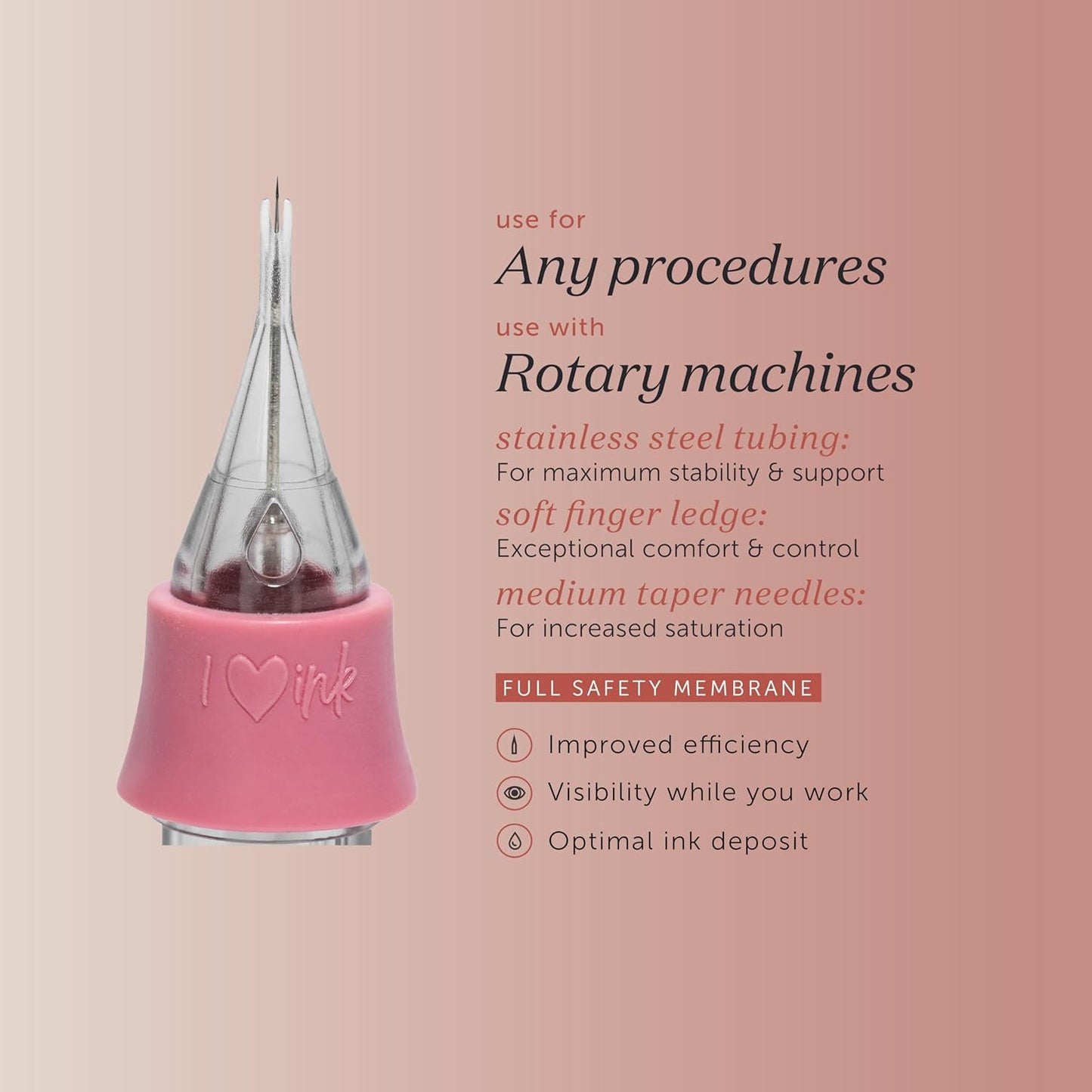 Tina Davies PIXL Cartridge, 0.25mm 1 Round Liner Medium Taper Cartridge for Linework, Hairstrokes, Eyebrows, Lips, and Eyeliners .25mm 1RL MT, Pack of 10