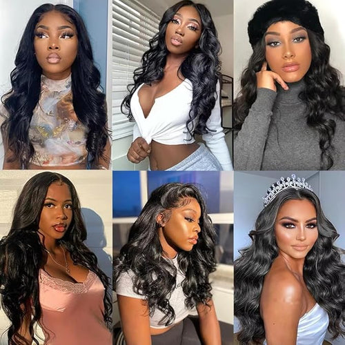 32 32 32 Inch Human Hair Bundles Natural Black Body Wave Bundle Niegmeag Unprocessed Brazilian Virgin Soft and Silky Remy Hair Extensions Double Weft Color 1B Body Wave Bundle Hair Weave