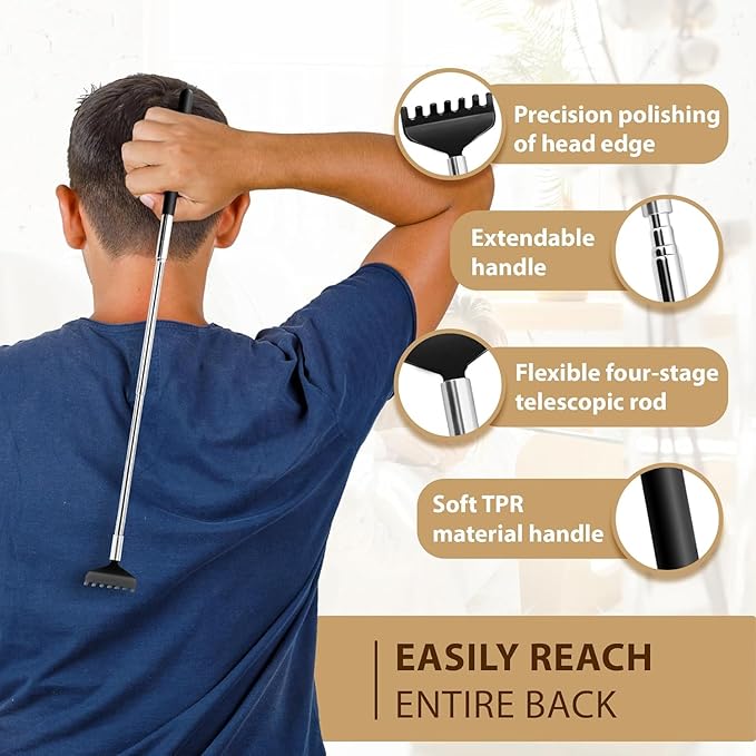 Head Massager 20 Fingers Scalp Massager Head Scratcher, Back Massage Back Scratcher, Stocking Stuffers for Scalp and Body Massage (Silvery)