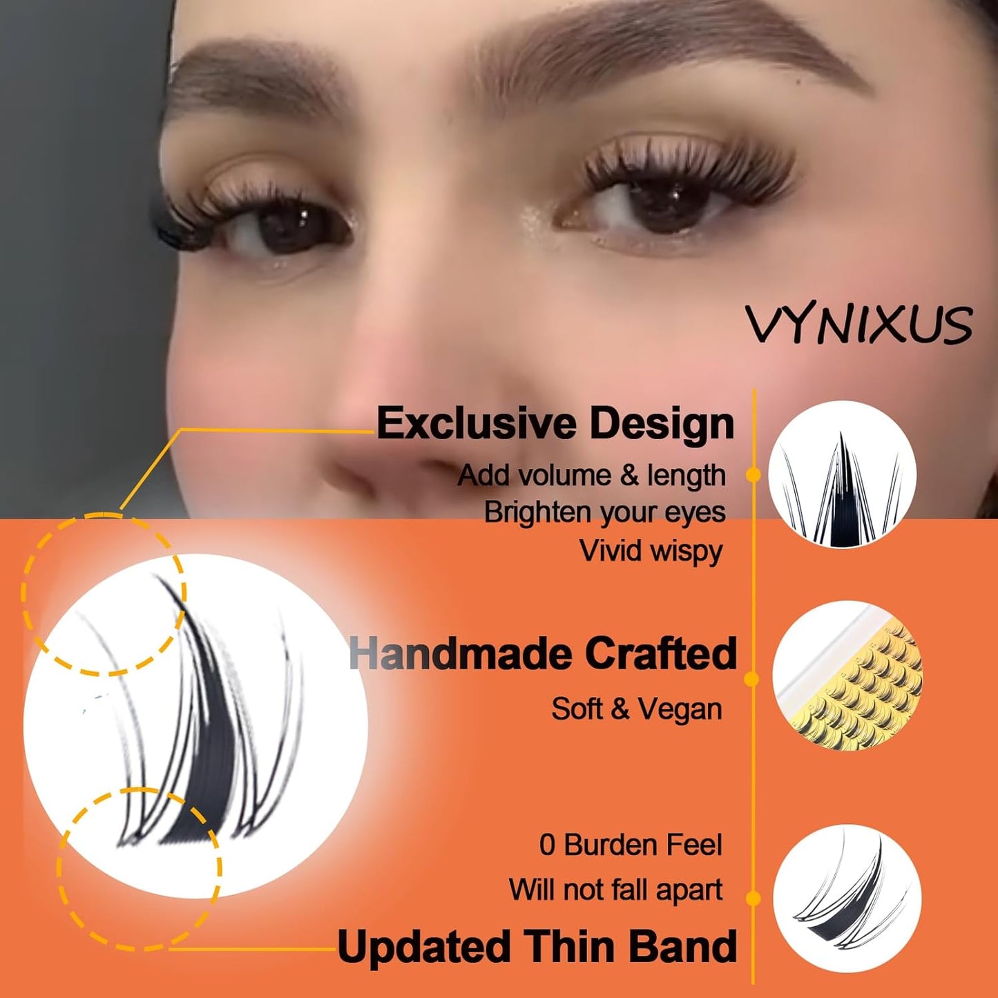 Lash Clusters Kit Eyelash Clusters DIY Lash Extension Kit with Lash Bond and Seal Waterproof Eyelash Tweezers Wet-Look Cluster Eyelash Extensions Kit (Set Fairy/Magic-0.07D-Mix8-14)