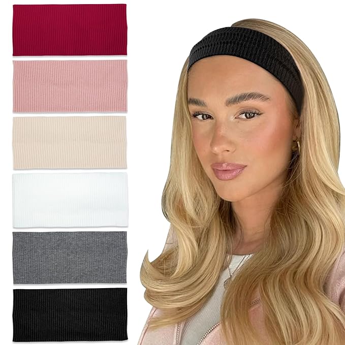 Headbands for Women Non Slip Thick Headbands Fashion Wide Headband Elastic Hairbands for Women's Hair Soft Head Band Hair Accessories 6PCS