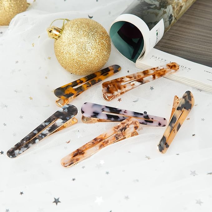 Cobahom 6 Pack 3.26 Inch Duckbill Hair Clips, Leopard Print Hair Pins Chic Tortoise Shell Hair Barrettes for Women and Girls Multicolor Clips
