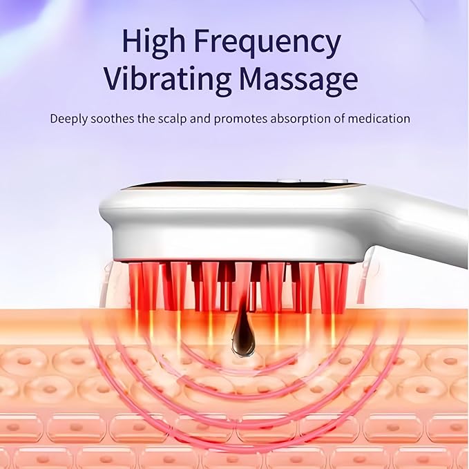 Head Brush Massage, Red & Blue Light Scalp Massager Brush for Hair & Scalp Care, Automatic Vibrating Head Massager with Multiple Modes, Gentle Comb for Home Relaxation & Daily Grooming