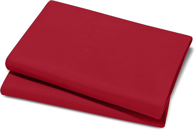 Bare Home Microfiber Pillow Cases - Standard Size Set of 2 - Cooling Pillowcases - Double Brushed - Easy Care - Envelope Closure (Standard Pillowcase Set of 2, Red)