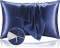 BEDELITE Satin Pillowcase with Zipper 2 Pack, Navy Pillow Cases Standard Size, Super Soft and Cooling Similar to Silk Pillow Cases, Gift for Women Men(20x26 Inches)