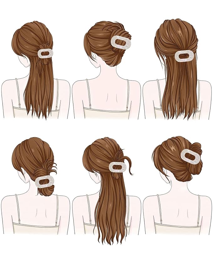 Mesovor 4 Pack French Flat Hair Clips for Women, 3.74" Nonslip Stylish Round Duckbill Lay Flat Hair Claw | Side Slide Volume Flat Hairclips for Lying Down, Yoga, Driving (Mermaid Colorful)