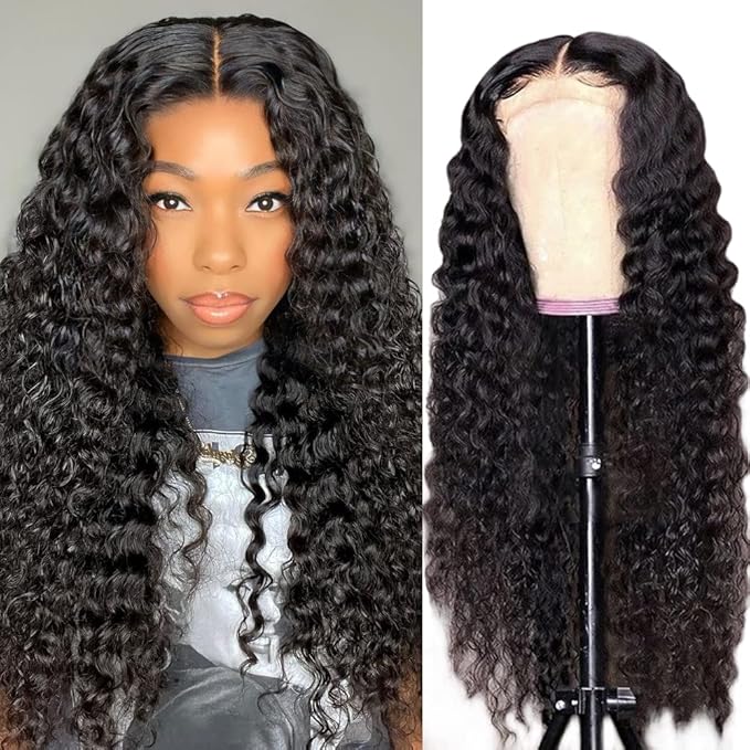 bangjazz Lace Front Wigs Human Hair Water Wave Wig 180% Density Brazilian Virgin Hair Pre Plucked with Baby Hair Wigs for Black Women Deep Water Wig 16 Inch Natural Color (16 Inch,Water Wave Wigs)