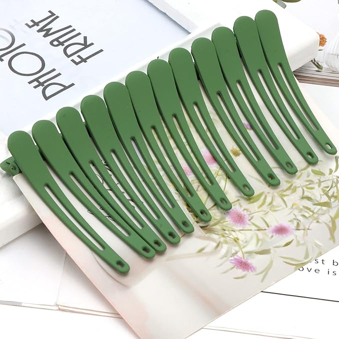YISSION 12 PCS Hair Clips for Styling Sectioning, 3.1 Inch Matte Alligator Hair Clips, Hair Barrettes, No Crease Duck Billed Hair Clip, Hair Accessories for Women Girls, Green