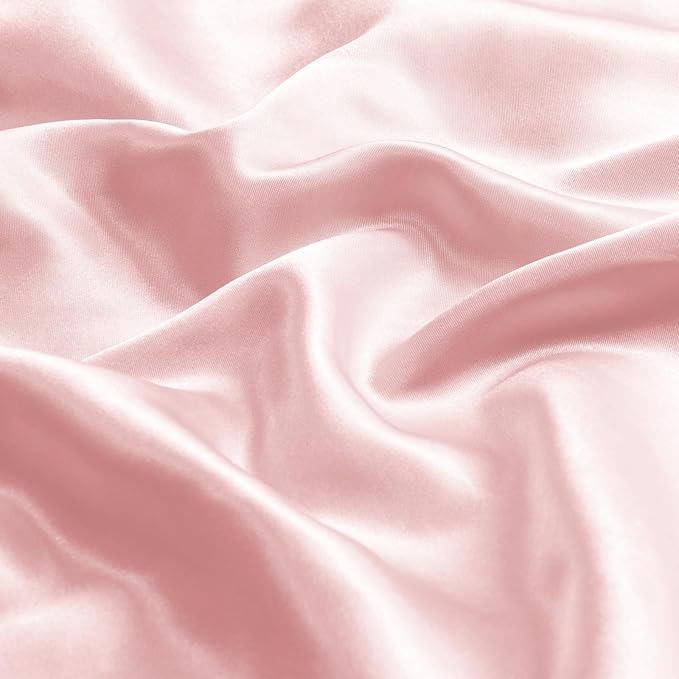 BEDELITE Satin Pillowcase with Zipper, Pink Pillow Cases Queen Size Set of 2, Super Soft and Cooling Similar to Silk Pillow Cases, Gift for Women Men(20x30 Inches)