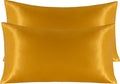 NTBAY 2 Pack Satin King Pillowcases for Hair and Skin, Luxurious and Silky Pillow Cases with Envelope Closure, 20x40 Inches, Golden Brown