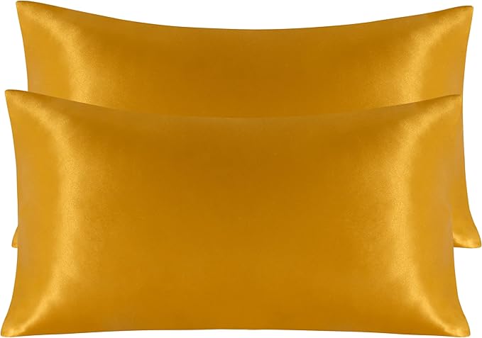 NTBAY 2 Pack Satin King Pillowcases for Hair and Skin, Luxurious and Silky Pillow Cases with Envelope Closure, 20x40 Inches, Golden Brown
