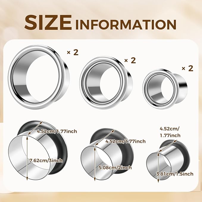 6 Pcs 3.0" 2.0" 1.5" Canister Hair Dryer Holder Insert Salon Station Stainless Steel Hot Iron Appliance Tube Hair Tool Holder Tube Organizer for Vanity Hairdresser Bathroom