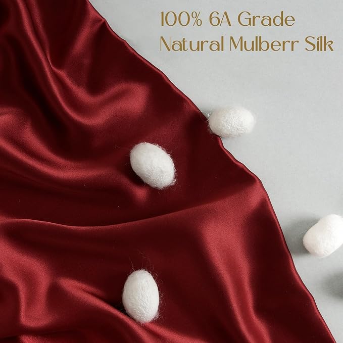 ZIMASILK 100% Pure Mulberry Silk Pillowcase for Hair and Skin Health,Soft and Smooth,Both Sides Premium Grade 6A Silk,600 Thread Count,with Hidden Zipper,1pc (King 20''x36'',Burgundy)