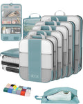 10 Set Compression Packing Cubes for Travel Essentials,Compressible Expandable Packing Cubes for Suitcase,OlarHike Luggage Organizer Bags for Travel,Handy Helper for Organizing Clothes(Blue Gray)
