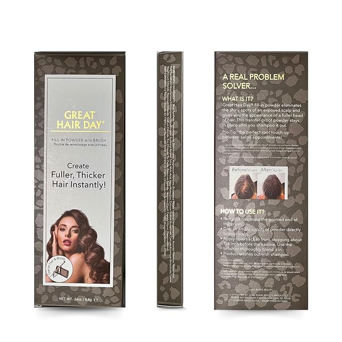 Joan Rivers Great Hair Day Root Touch Up Powder – Fill-in Powder for Thicker, Fuller Looking Hair (Blonde)