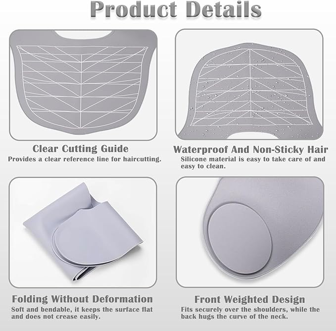 Ideal Swan Large Hair Cutting Cape, Waterproof Silicone Hair Dye Collar Neck Wrap Neck Guard with Guidelines Weighted, Cutting Cape for Salon Barber Stylist Haircut Hair Coloring & Perming Grey
