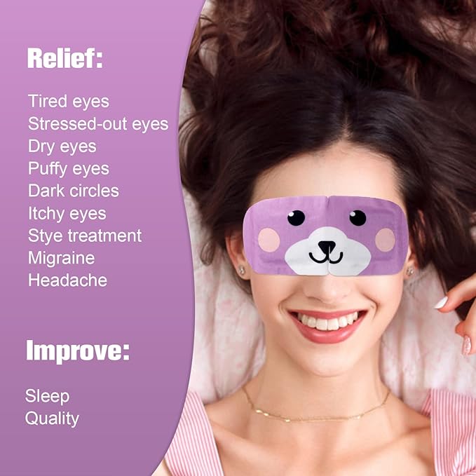Steam Eye Mask for Dark Circles and Puffiness 20 Pcs, Lavender Disposable Eye Warm Compress for Dry Eyes, Soothing Headache Migraine, Stye Treatment, Relief Stress Eye Fatigue